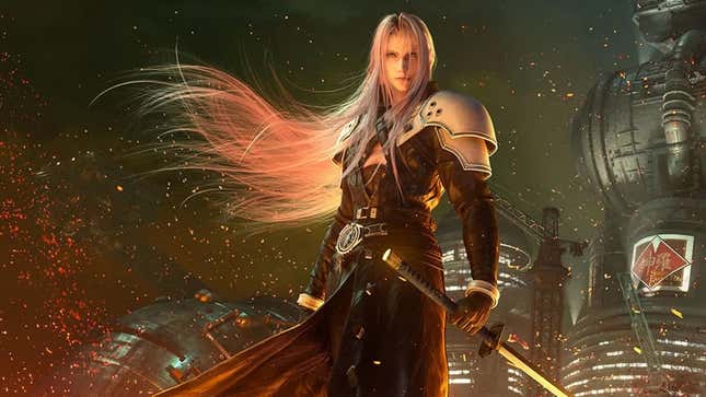 Sephiroth stands in front of Midgar.