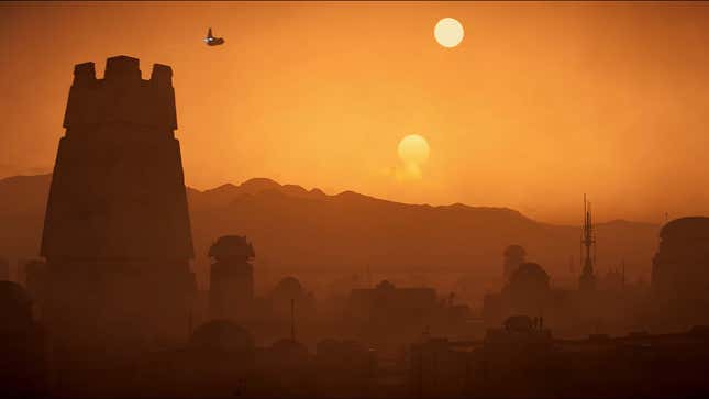 The desert suns of Tatooine as seen in the new Star Wars Outlaws trailer. 