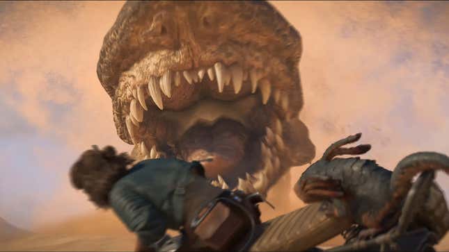 A large sand worm as seen in the new Star Wars Outlaws trailer. 