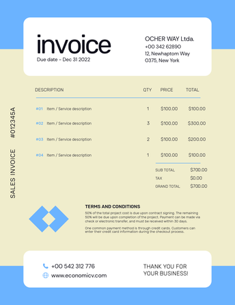 US Letter - Invoice